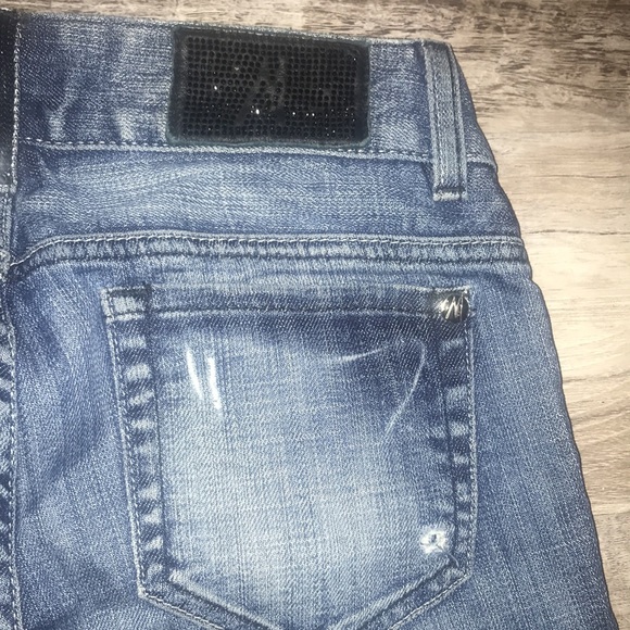 Marciano dark wash leopard animal print boot legs size 27 jeans - Picture 9 of 12